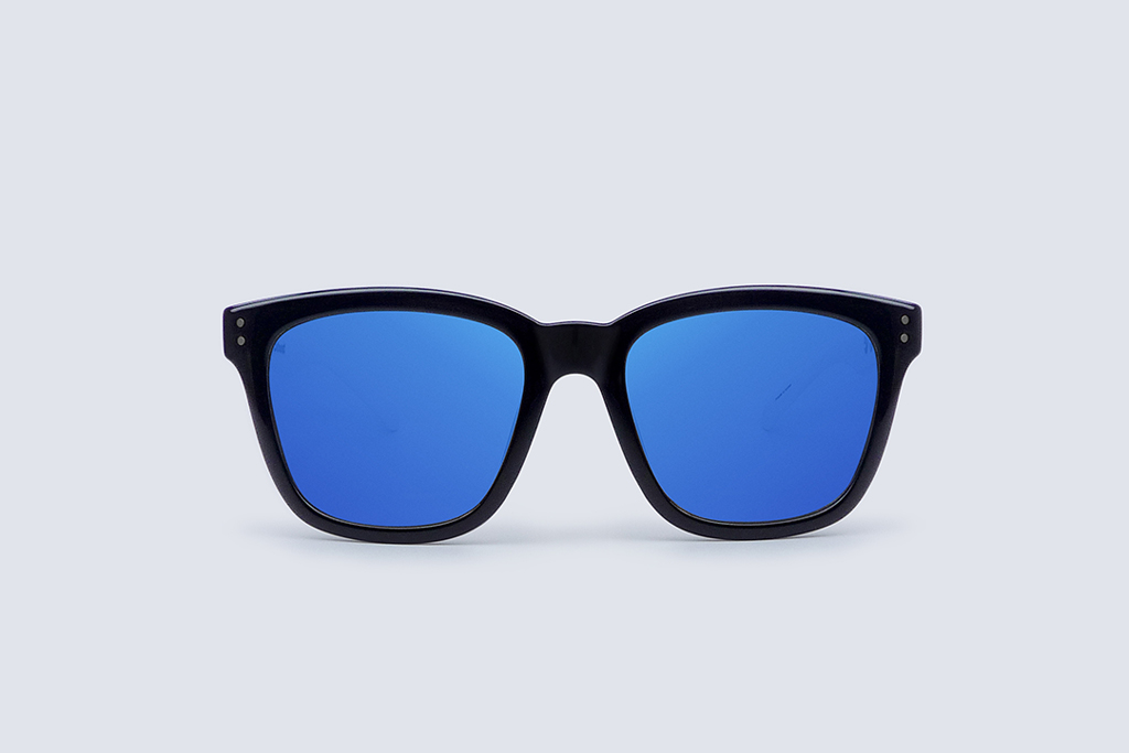 라스타 스트릿 미러 선글라스(유광 블랙/화이트-블랙 로고)